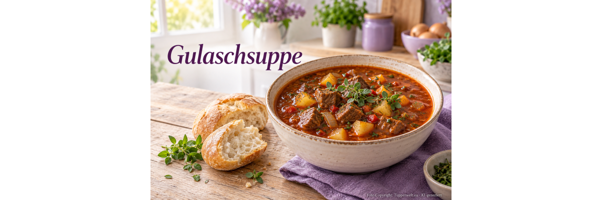 Klassische Gulaschsuppe mit Rindfleisch - Klassische Gulaschsuppe mit Rindfleisch
