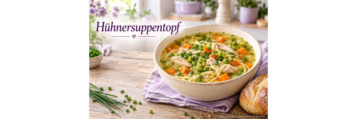 Hühnersuppentopf mit Nudeln und Erbsen - Hühnersuppentopf mit Nudeln und Erbsen