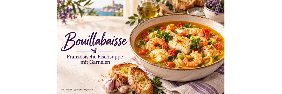 Bouillabaisse – französische Fischsuppe mit Garnelen - Bouillabaisse – französische Fischsuppe